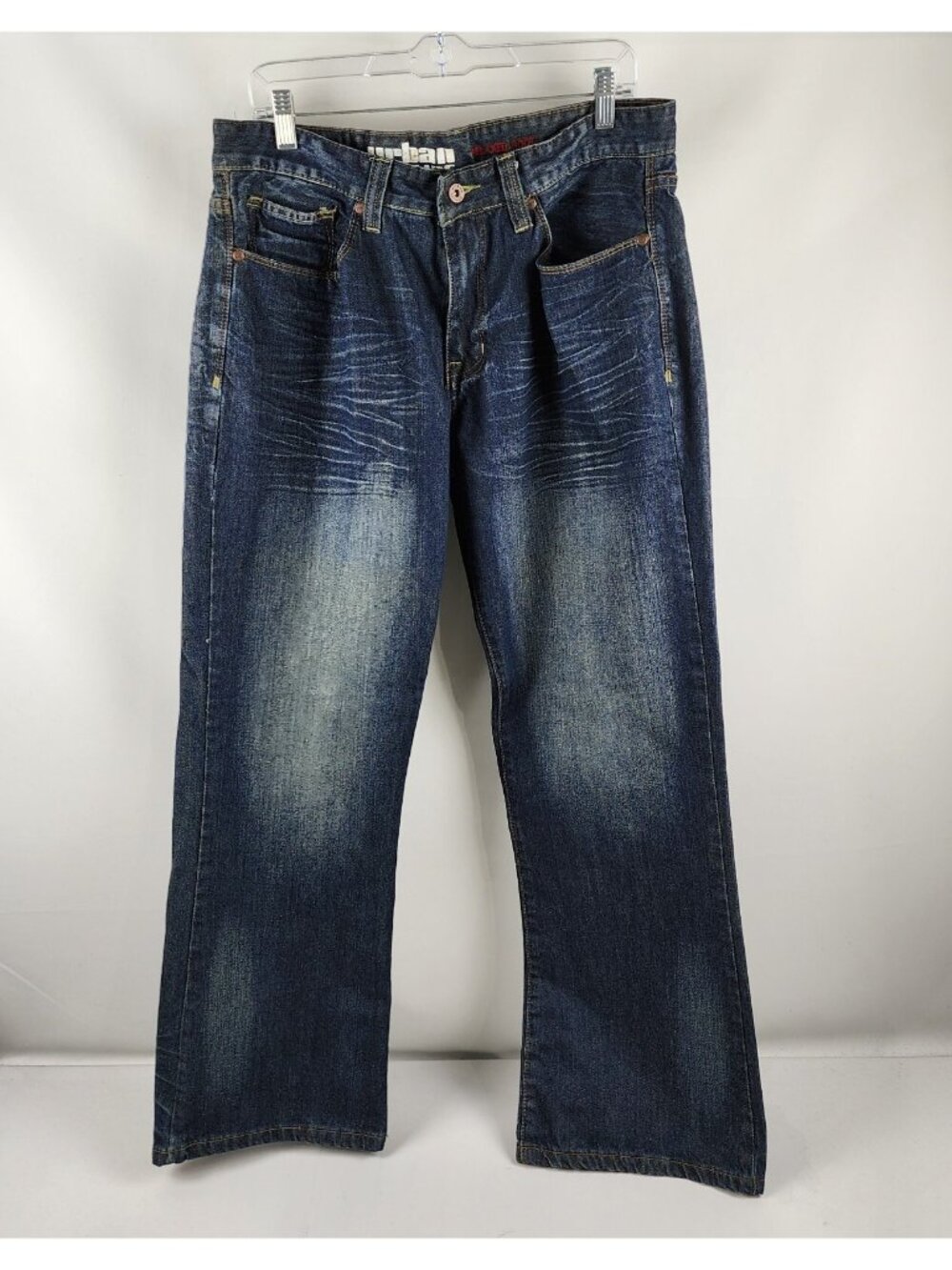 Urban Pipeline Jeans Mens 38x33 Relaxed Bootcut Dark Wash Blue Denim Baggy
